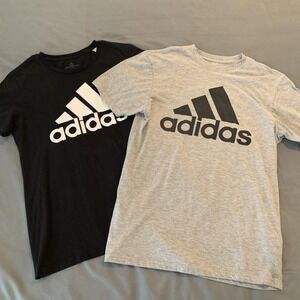 Adidas Shirt Mens Medium Lot 2 Black Gray Amplifier Golf Logo Tee Graphic